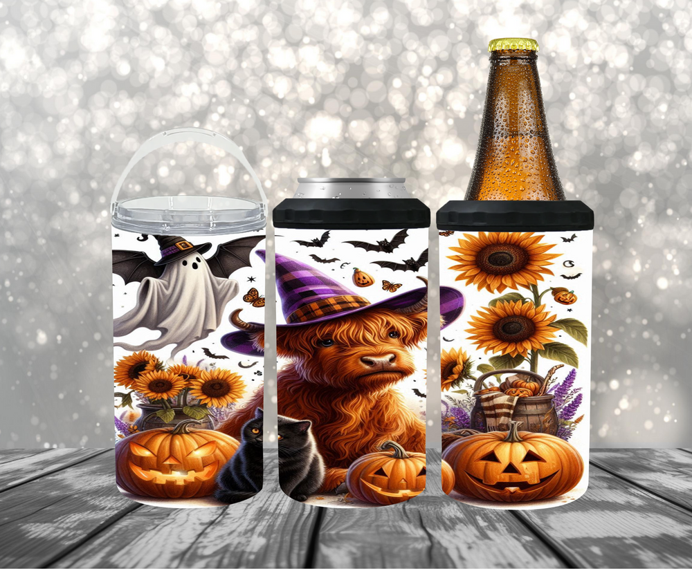 Halloween Highland Cow 4-1 Can Cooler - Digital Download