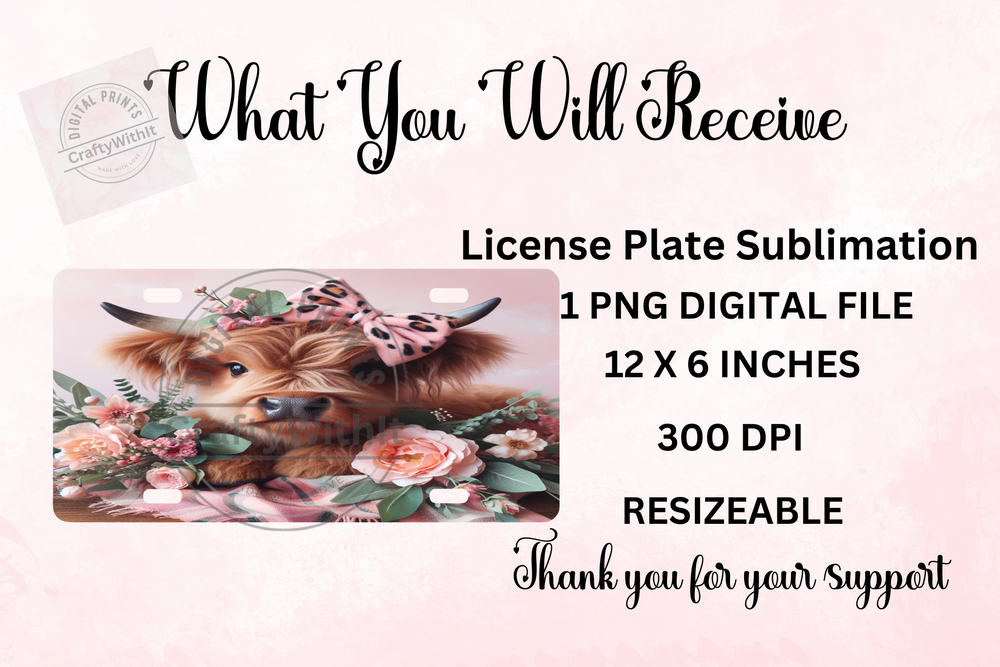 Highland Cow 2 License Plate - Digital Download