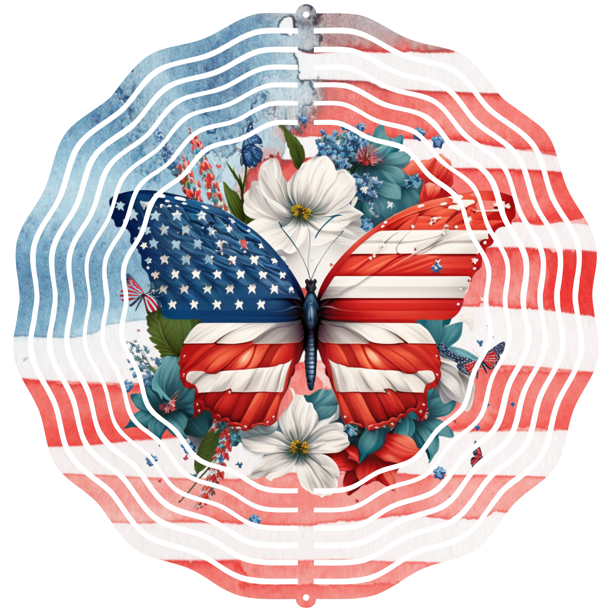 Butterfly With American Flag 1  - Wind Spinner