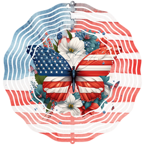 Butterfly With American Flag 1  - Wind Spinner