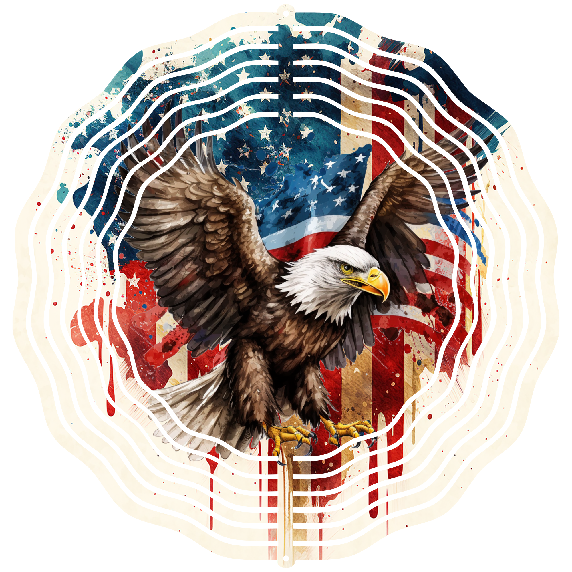 Bald Eagle American Flag Watercolor 1 - Wind Spinner