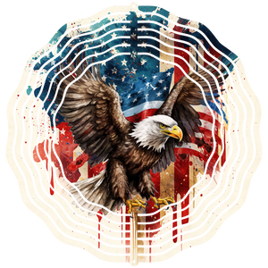 Bald Eagle American Flag Watercolor 1 - Wind Spinner