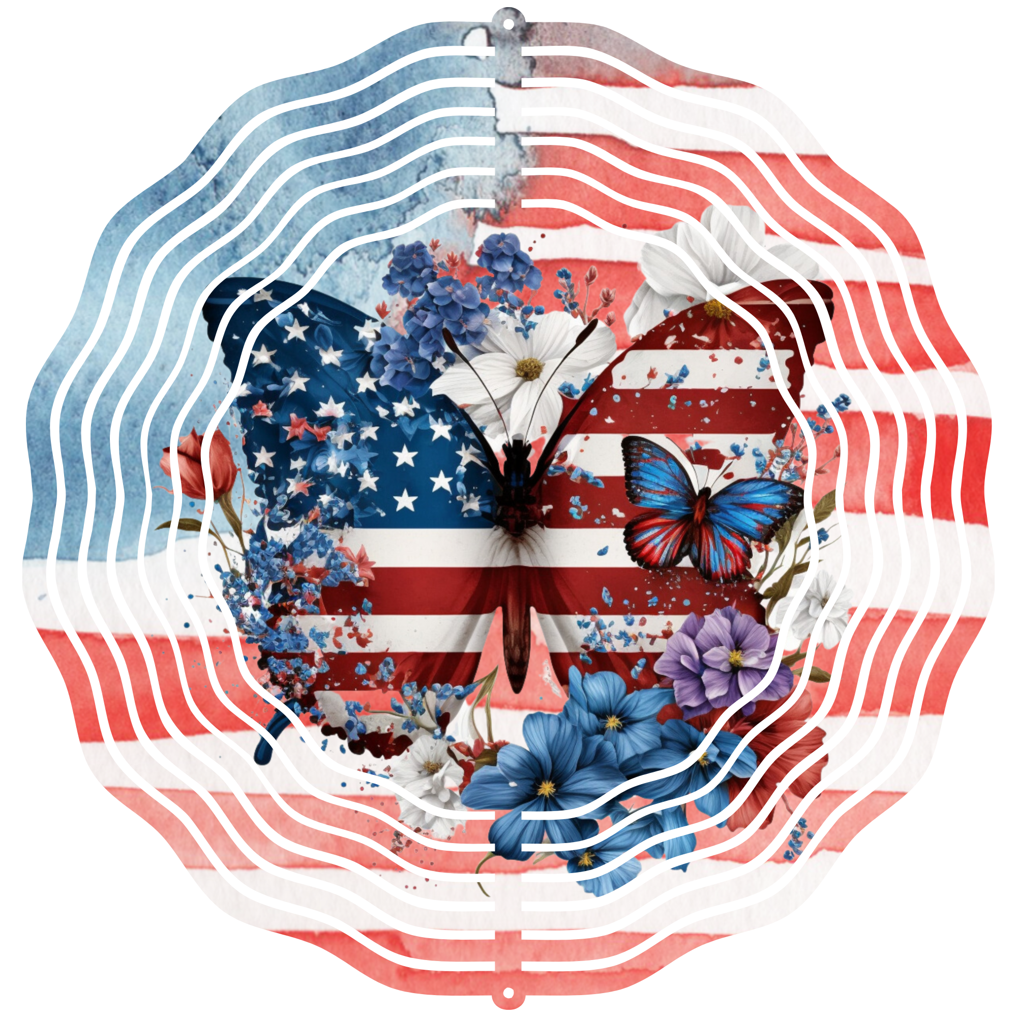 Butterfly With American Flag 2  - Wind Spinner