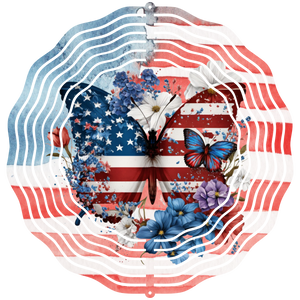 Butterfly With American Flag 2  - Wind Spinner