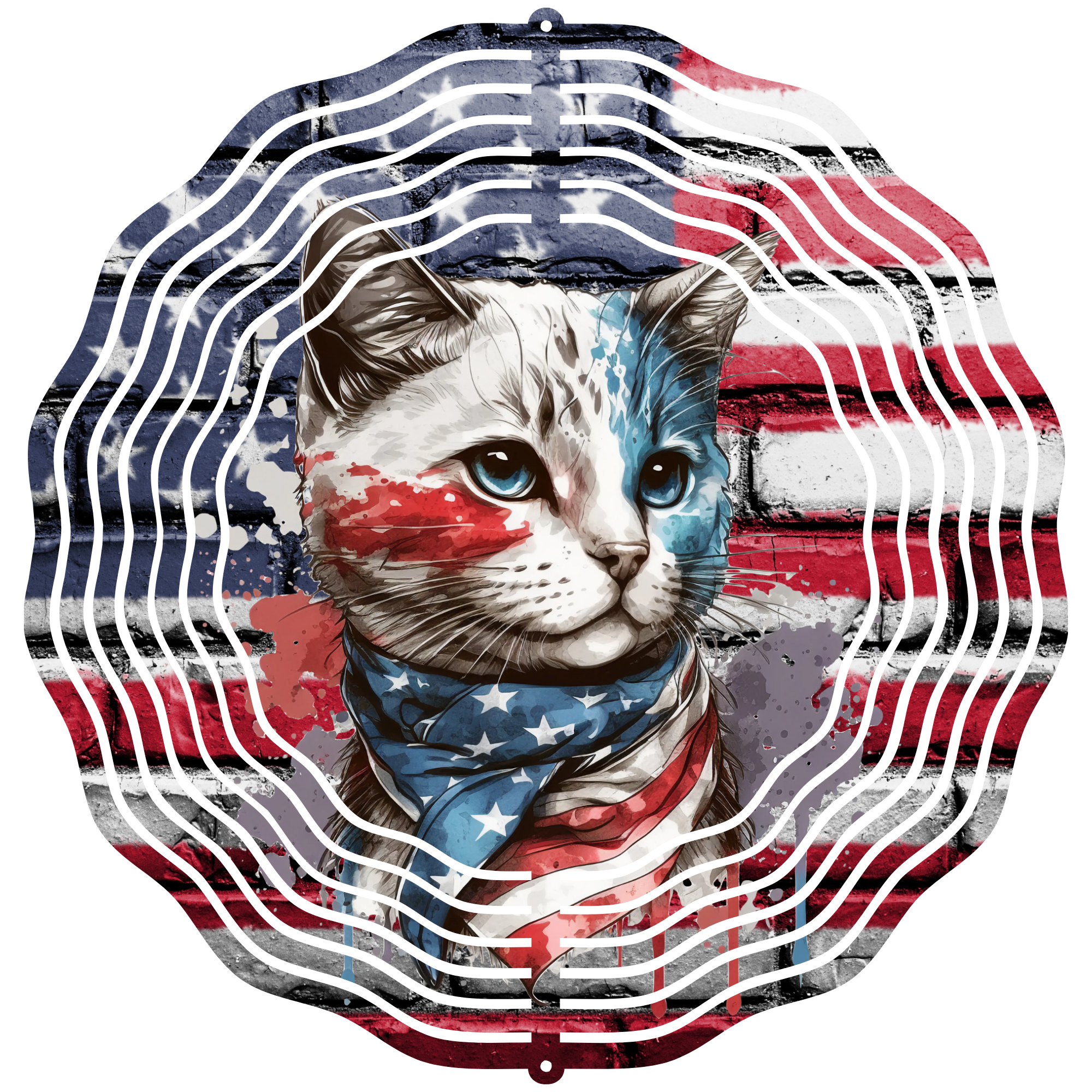 Cat With American Flag 2 - Wind Spinner