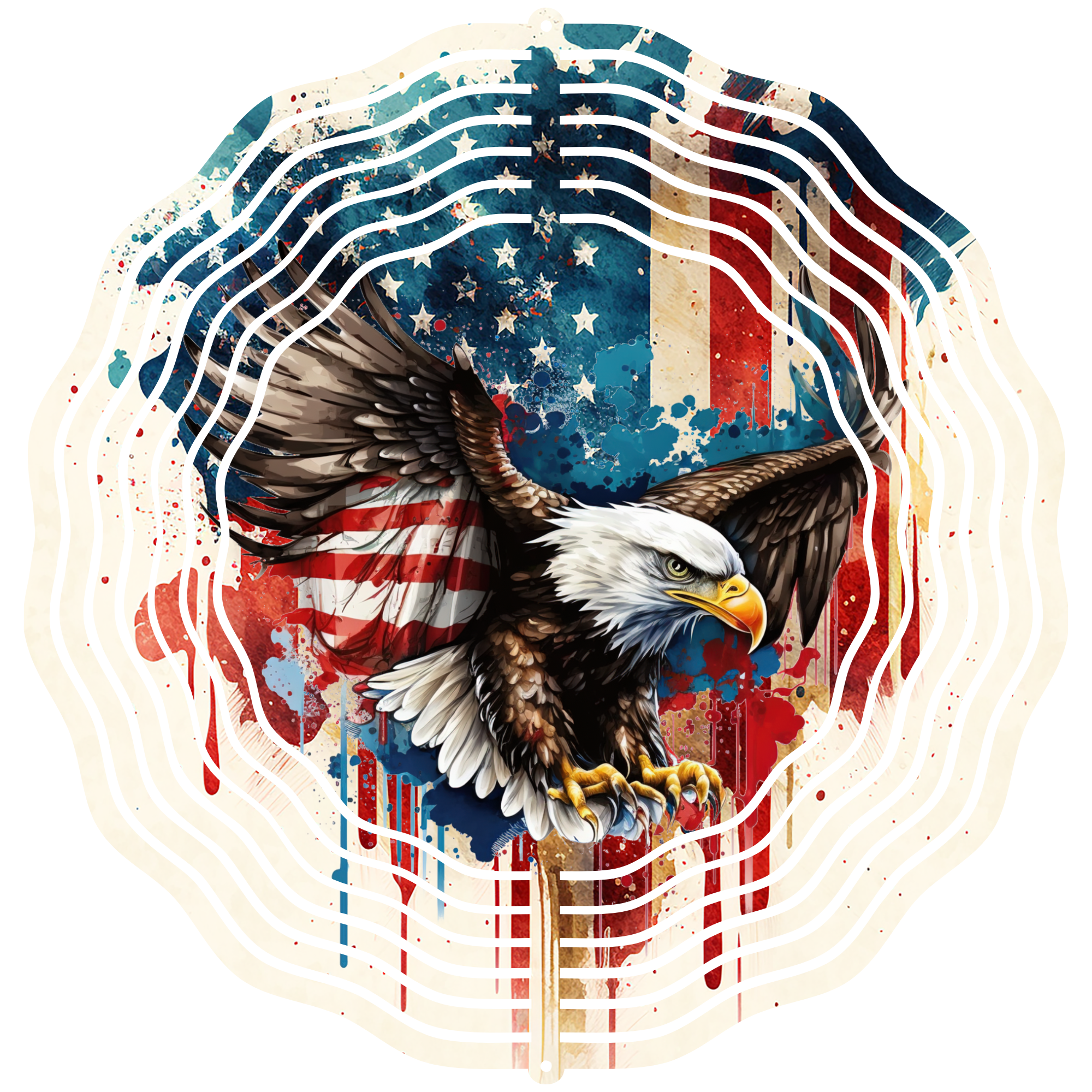 Bald Eagle American Flag Watercolor 2 - Wind Spinner