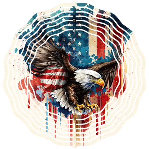 Bald Eagle American Flag Watercolor 2 - Wind Spinner