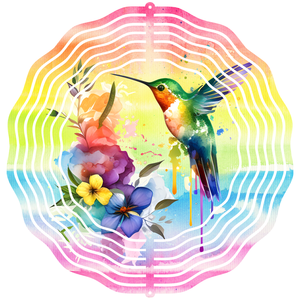 Rainbow Humming Birds 2 - Wind Spinner