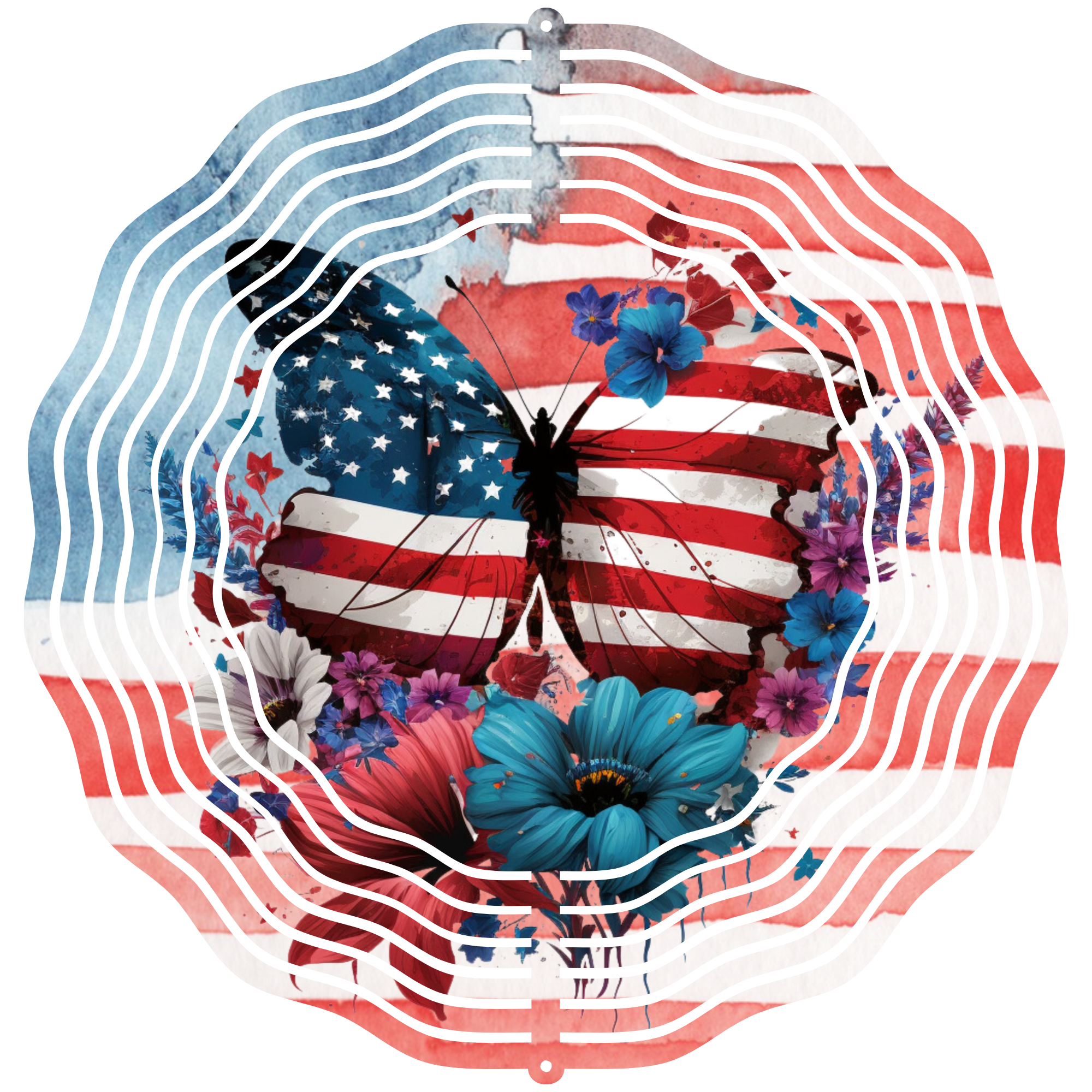 Butterfly With American Flag 3  - Wind Spinner