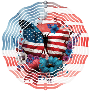 Butterfly With American Flag 3  - Wind Spinner