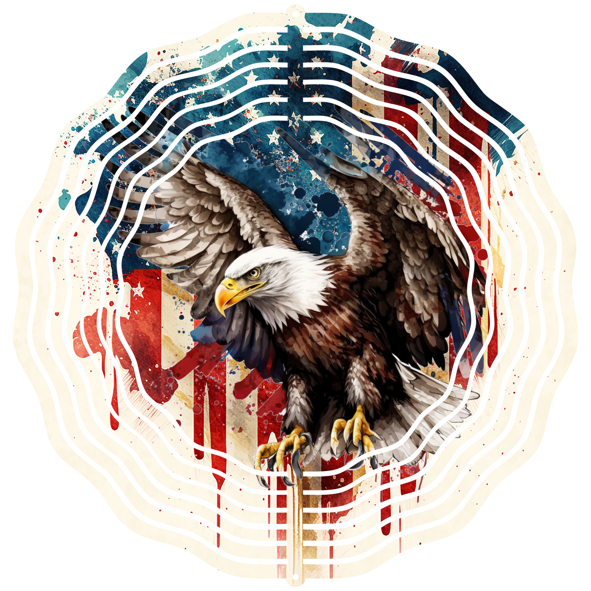 Bald Eagle American Flag Watercolor 3 - Wind Spinner