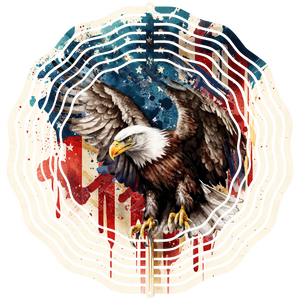 Bald Eagle American Flag Watercolor 3 - Wind Spinner