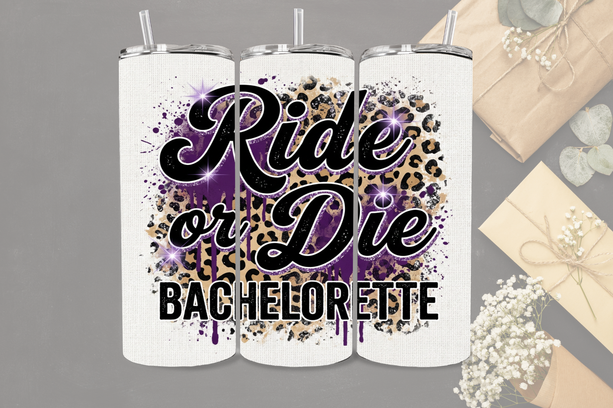 Ride or Die Purple Leopard - Tumbler Digital Download