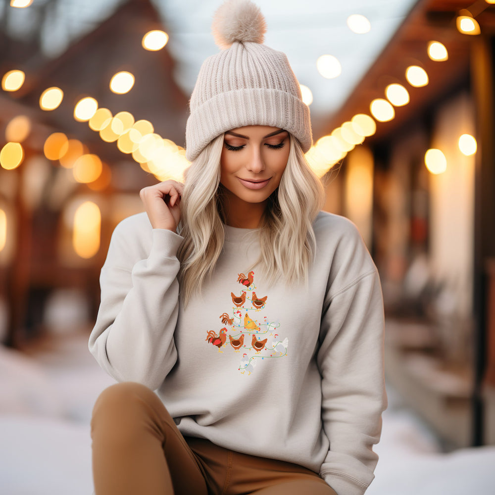 Christmas - Chickens Christmas Tree Crewneck