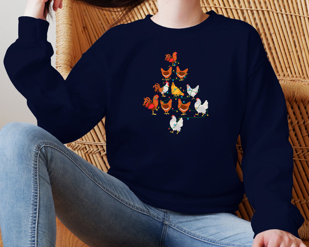 Christmas - Chickens Christmas Tree Crewneck