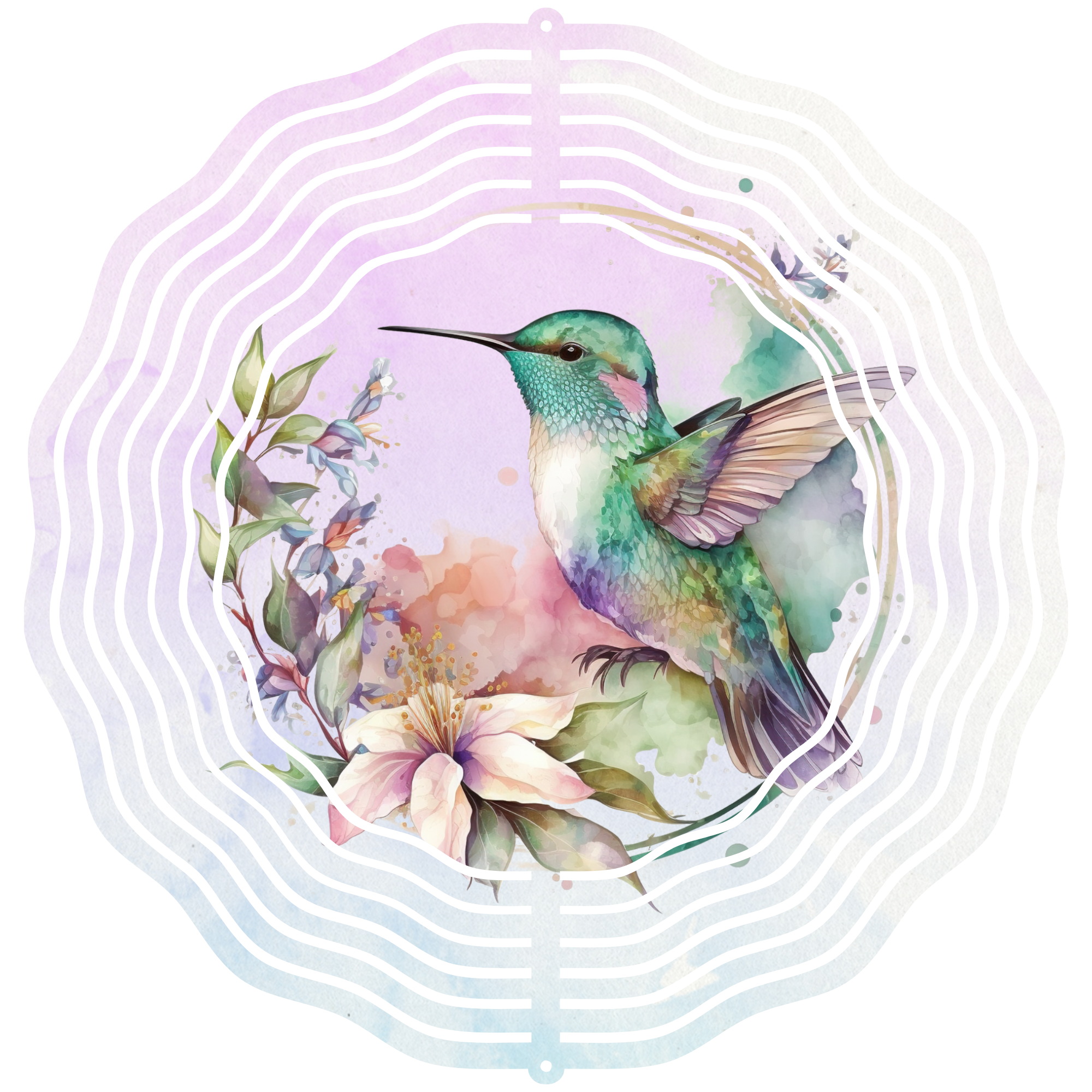 Humming Bird Watercolor 3 - Wind Spinner