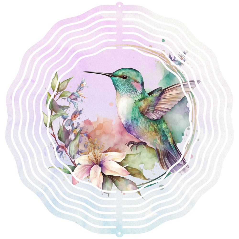 Humming Bird Watercolor 3 - Wind Spinner