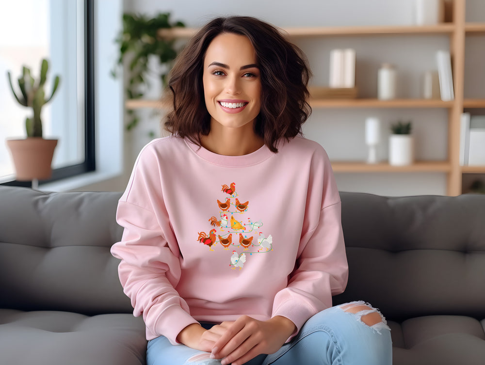 Christmas - Chickens Christmas Tree Crewneck