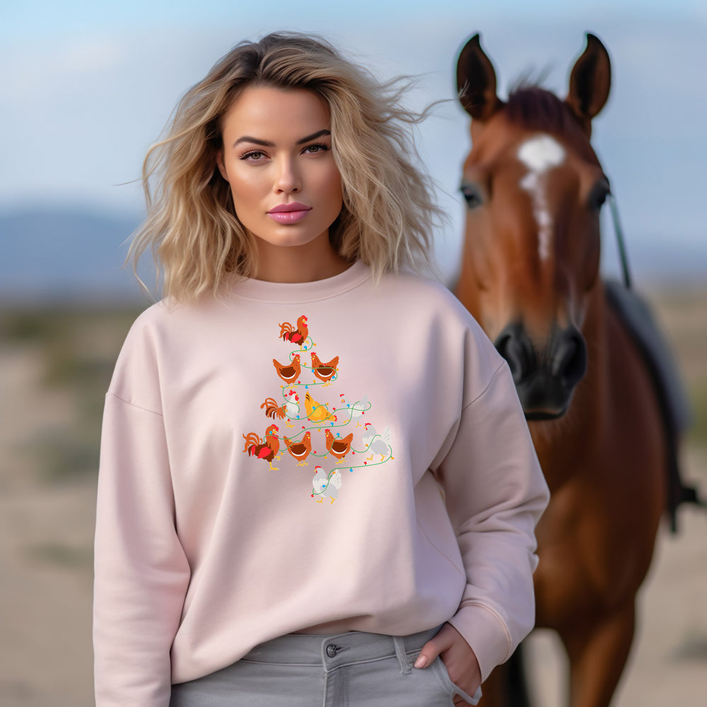 Christmas - Chickens Christmas Tree Crewneck