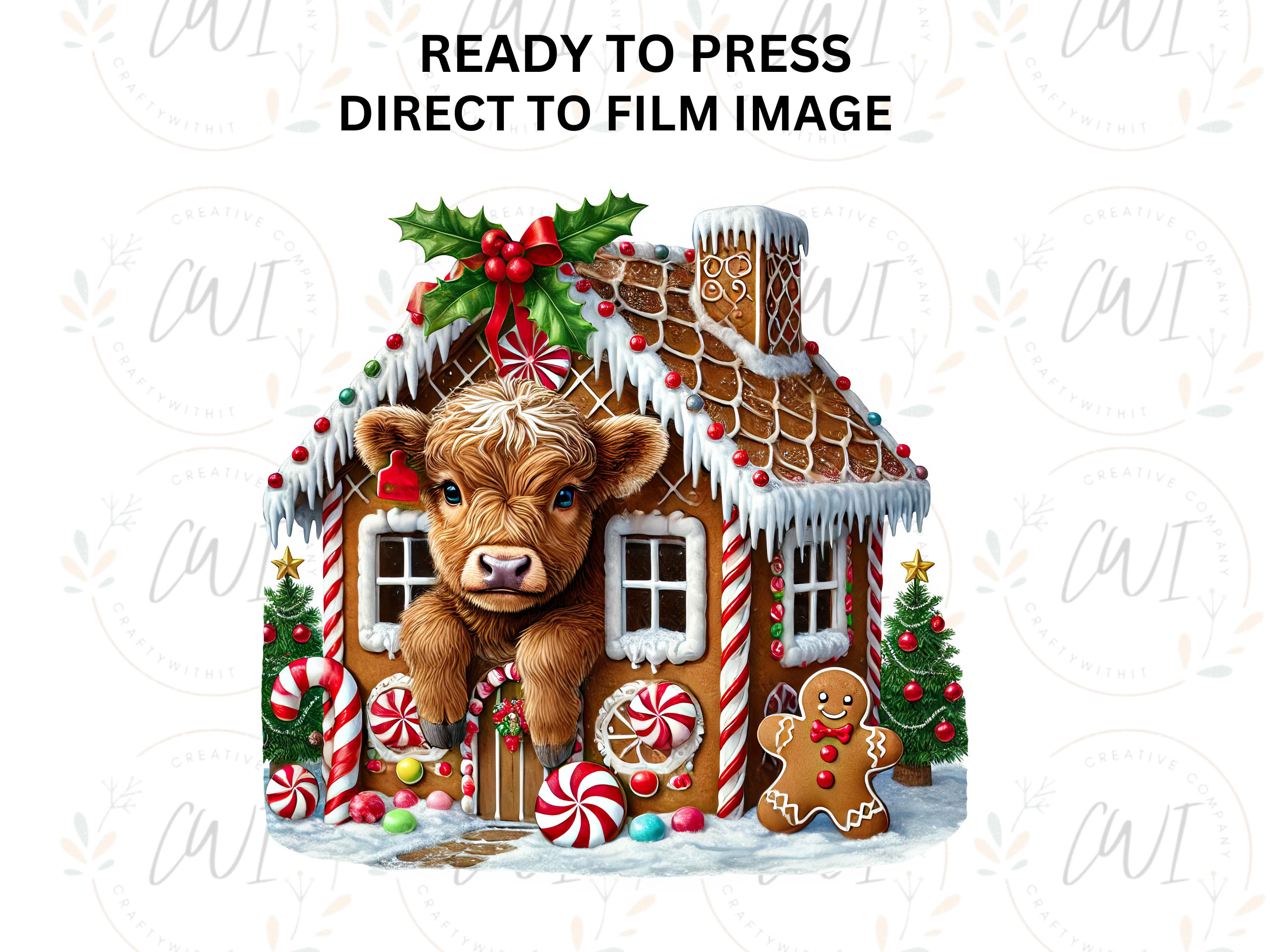 Christmas Highland Cow - Direct To Film Transfer