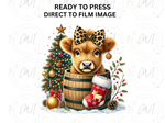 Load image into Gallery viewer, Christmas Highland Cow - Direct To Film Transfer
