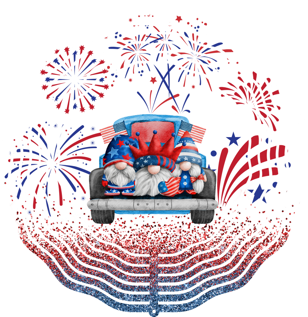 USA Red White and Blue Gnomes 1 - Wind Spinner