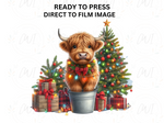 Load image into Gallery viewer, Christmas Highland Cow - Direct To Film Transfer
