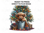 Load image into Gallery viewer, Christmas Highland Cow - Direct To Film Transfer
