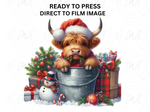 Load image into Gallery viewer, Christmas Highland Cow - Direct To Film Transfer
