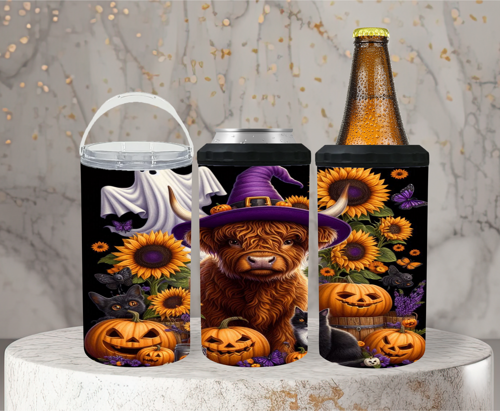 Halloween Highland Cow 4-1 Can Cooler - Digital Download