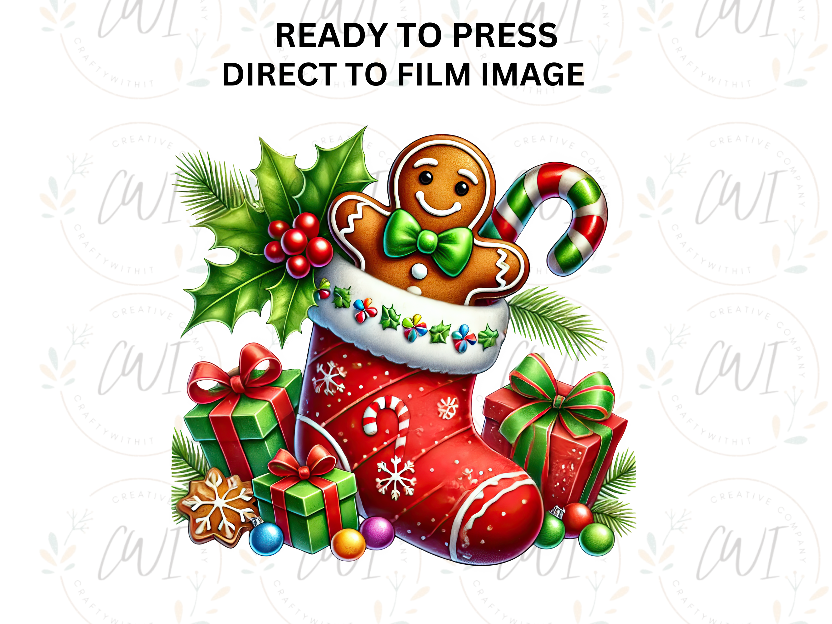 Christmas Gingerbread Man - Direct To Film Transfer