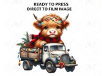 Load image into Gallery viewer, Christmas Highland Cow - Direct To Film Transfer
