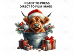 Load image into Gallery viewer, Christmas Highland Cow - Direct To Film Transfer
