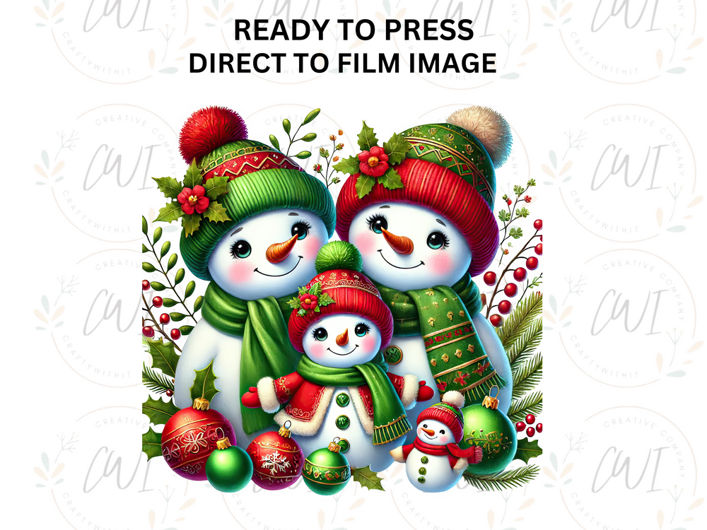 Christmas Snowmen - Direct To Film Transfer