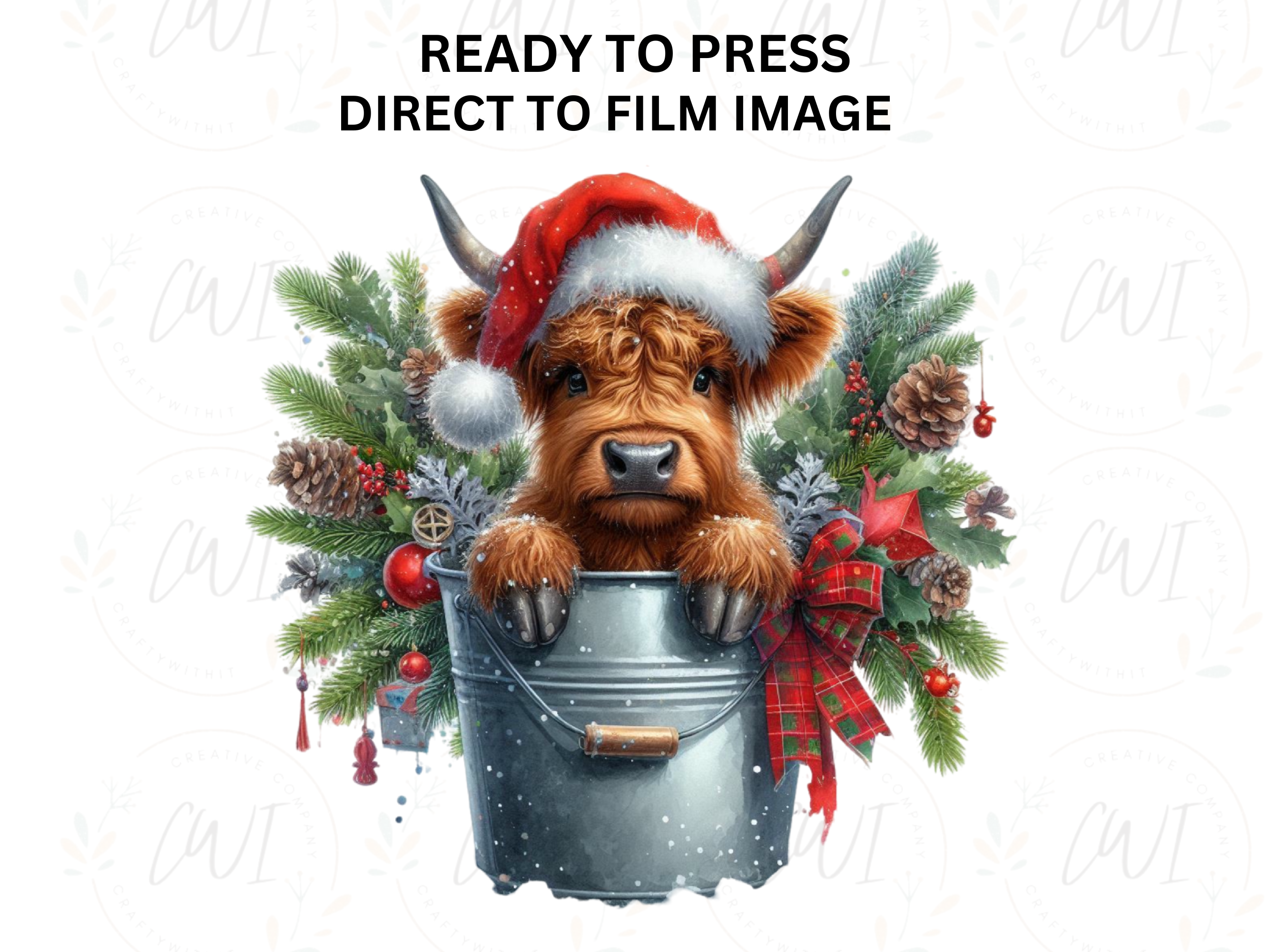 Christmas Highland Cow - Direct To Film Transfer