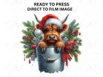 Load image into Gallery viewer, Christmas Highland Cow - Direct To Film Transfer
