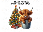 Load image into Gallery viewer, Christmas Highland Cow - Direct To Film Transfer
