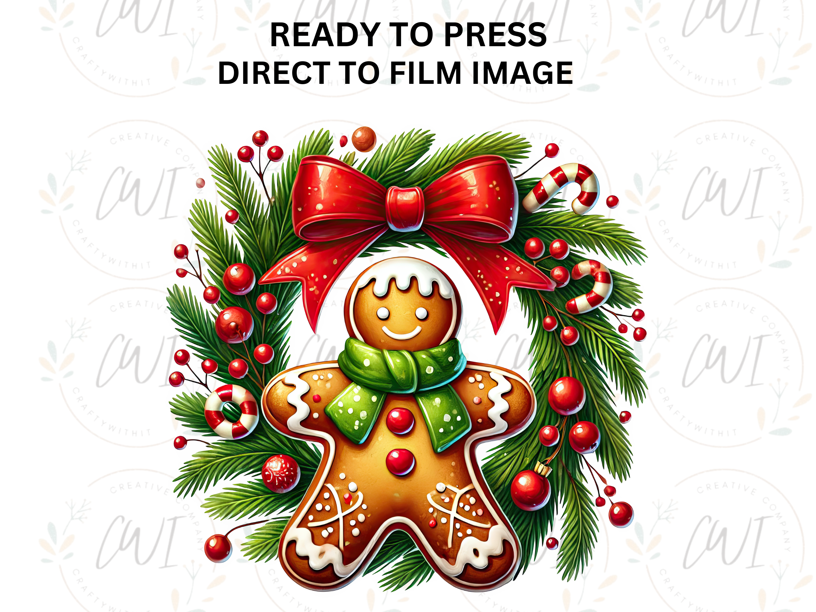 Christmas Gingerbread Man - Direct To Film Transfer