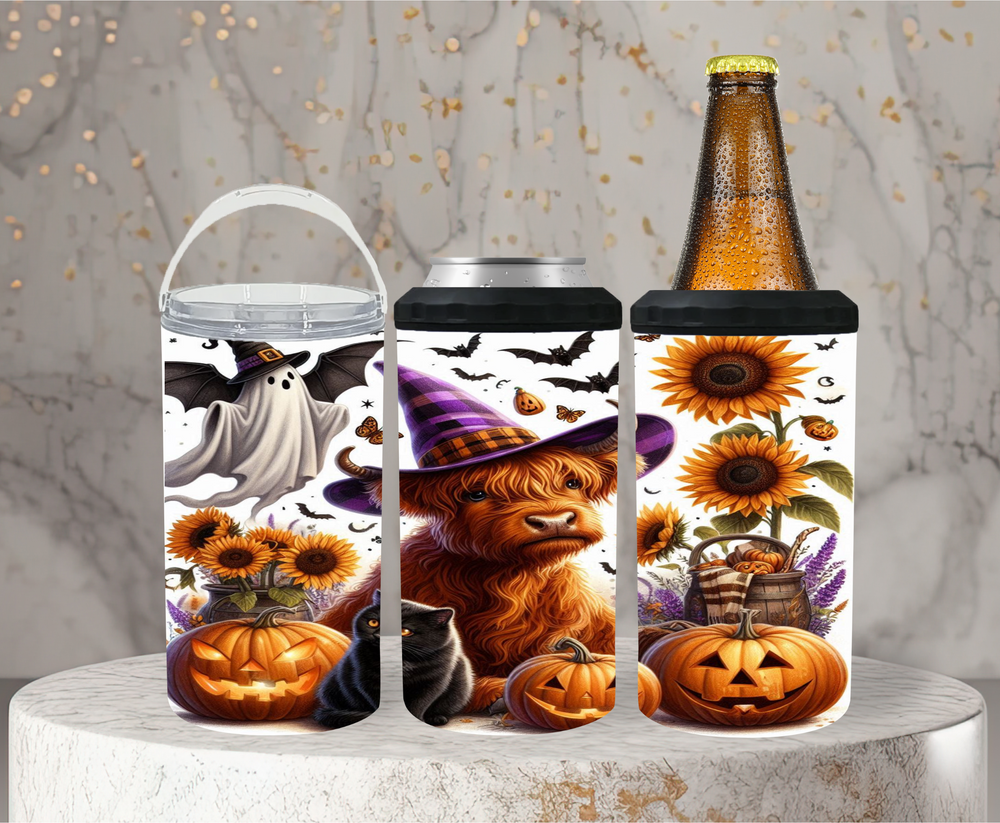 Halloween Highland Cow 4-1 Can Cooler - Digital Download