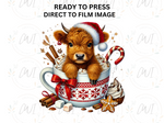 Load image into Gallery viewer, Christmas Highland Cow - Direct To Film Transfer
