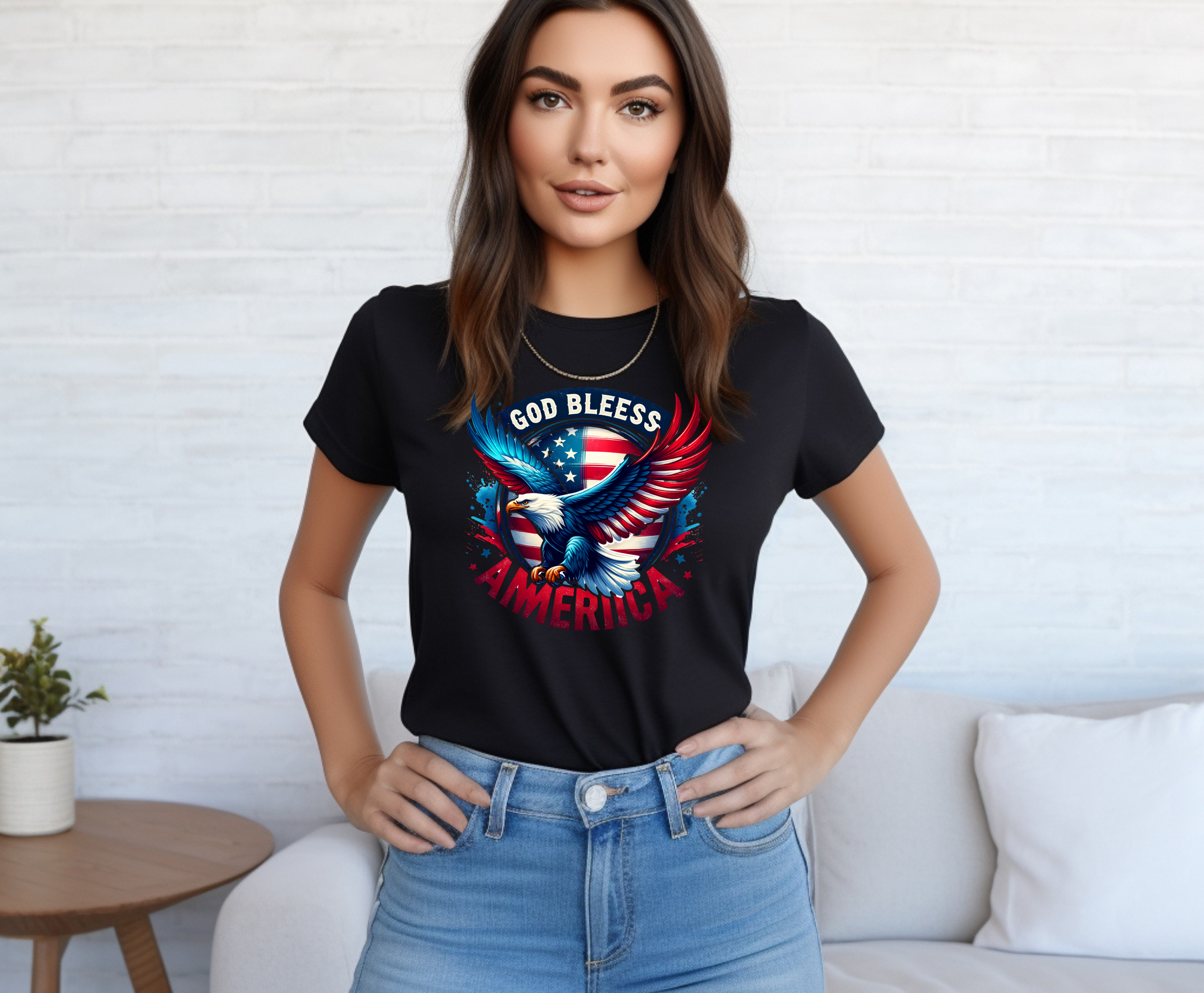 Bald Eagle God Bless America - Adult T-Shirt