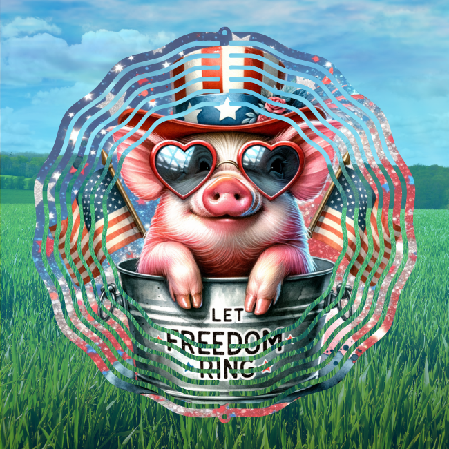 Piggy Patriotic  - Wind Spinner