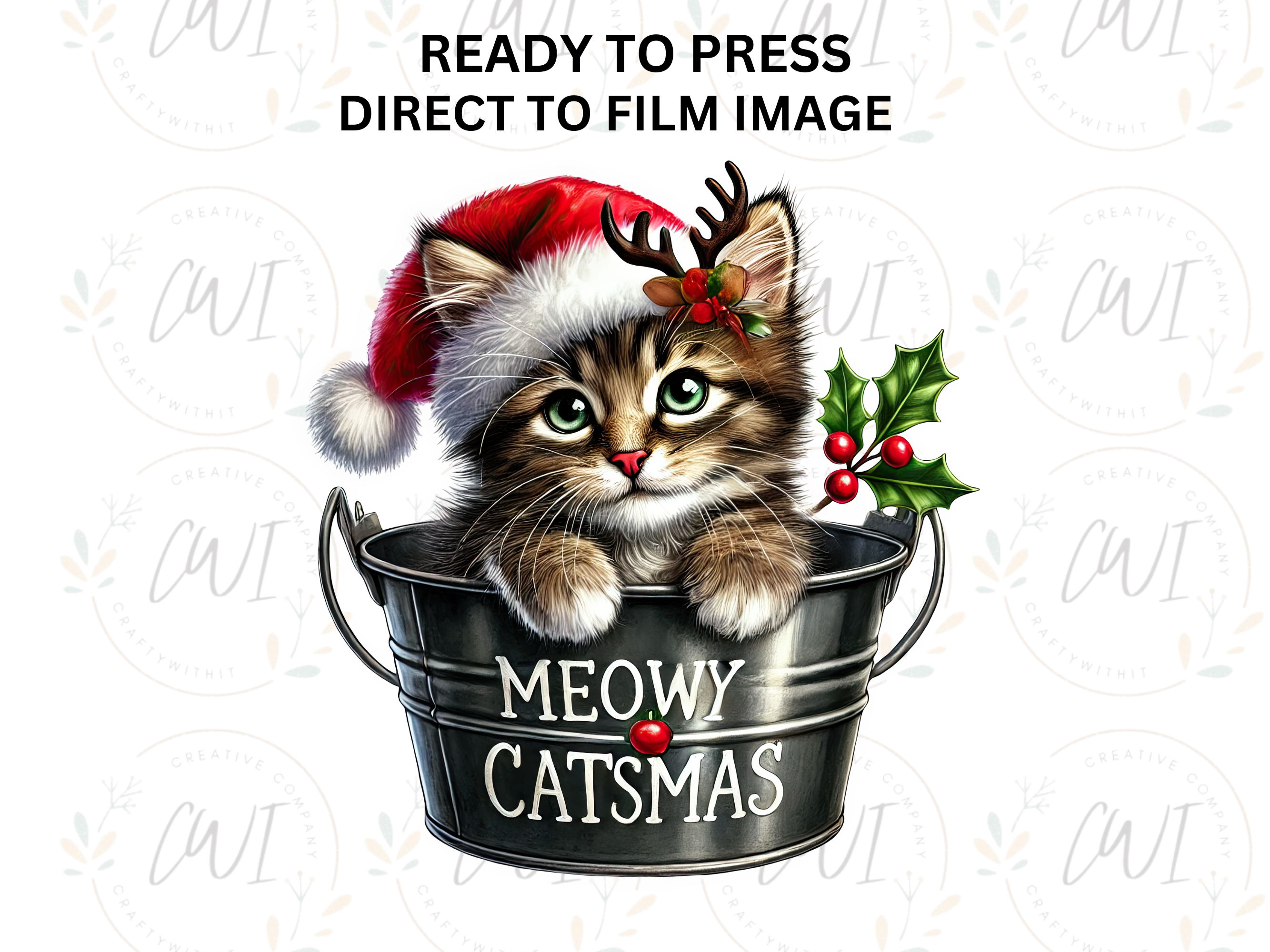 Christmas Kitten - Direct To Film Transfer