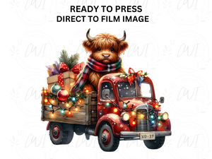 Christmas Highland Cow - Direct To Film Transfer