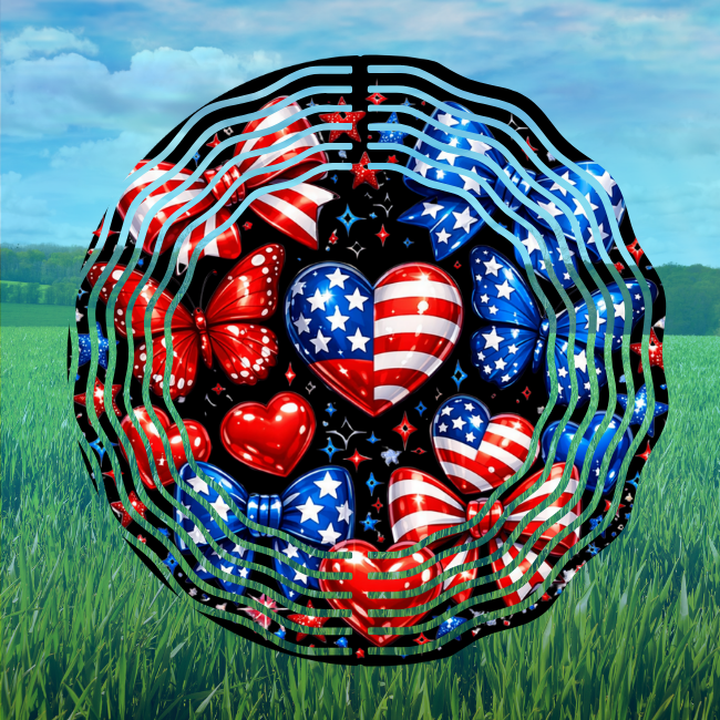 Patriotic Hearts and Butterflies - Wind Spinner Digital Download
