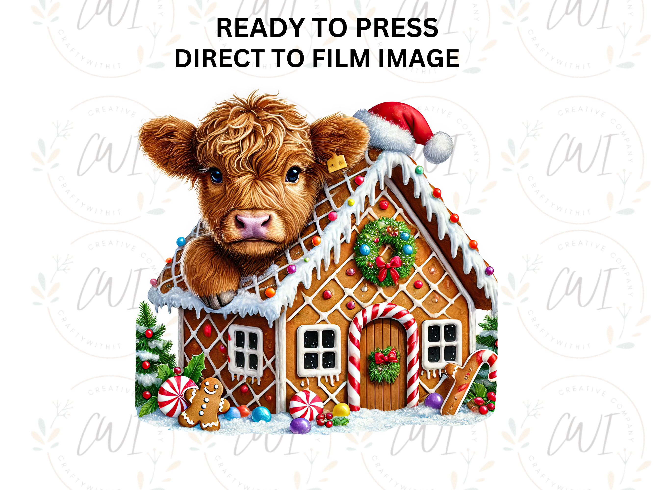 Christmas Highland Cow - Direct To Film Transfer