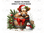 Load image into Gallery viewer, Christmas Highland Cow - Direct To Film Transfer
