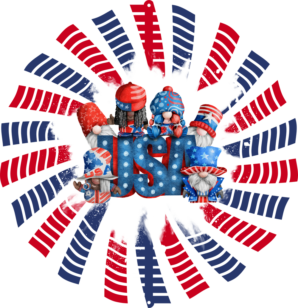 USA Red White and Blue Gnomes 2 - Wind Spinner