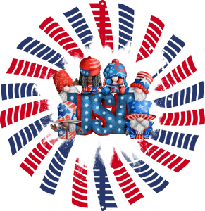 USA Red White and Blue Gnomes 2 - Wind Spinner