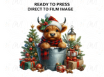 Load image into Gallery viewer, Christmas Highland Cow - Direct To Film Transfer
